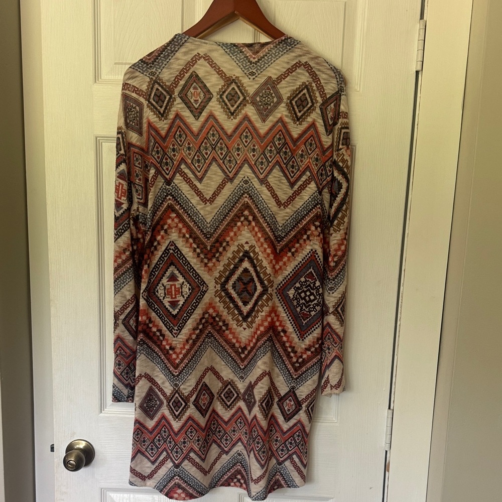 Geometric Patterned Open Front Cardigan - Picture 6 of 6